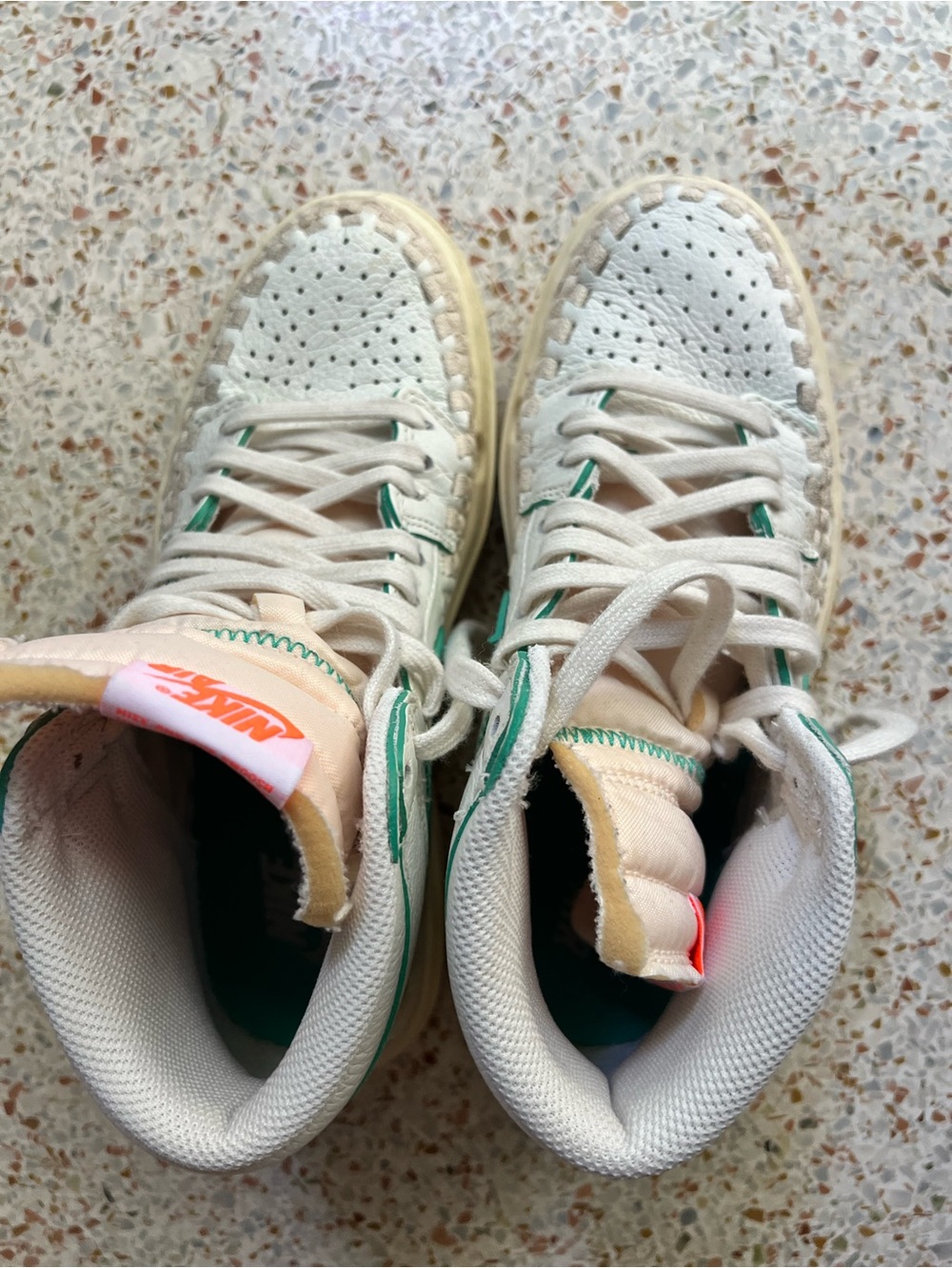 Jordan beauty supply collab' High-Top Sneakers in Cream with Green Trim